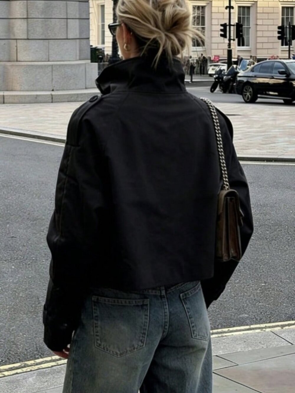 Black Casual Women's Double-Breasted Long Sleeve Jacket - Picture 2 of 7